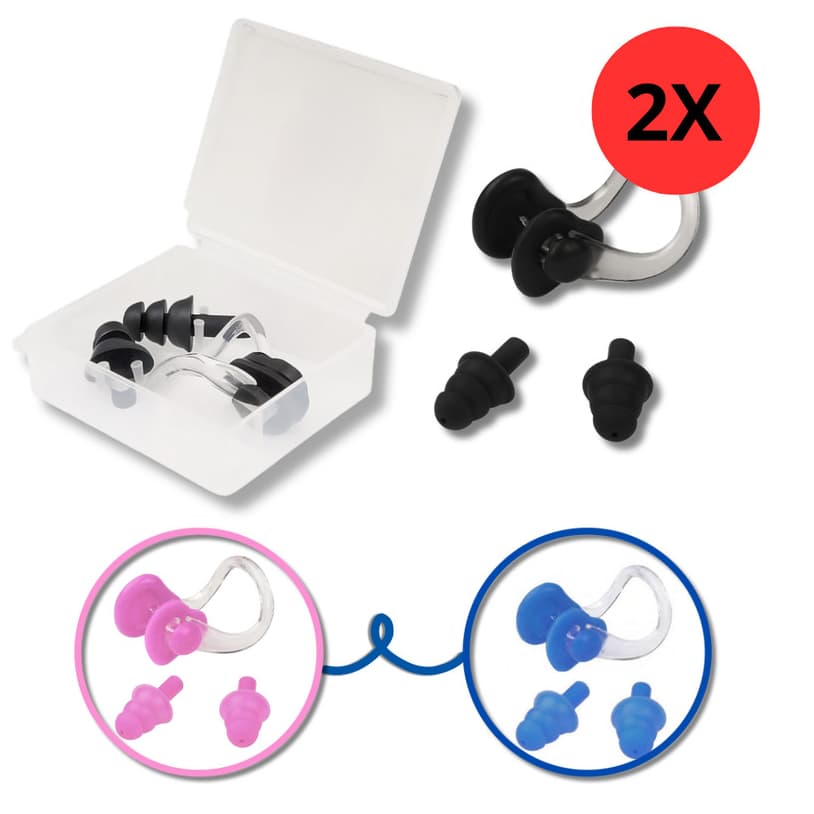 Kit Protetor de Ouvido e nasal Tampão Nose Clip Earplug para Natação Silicone