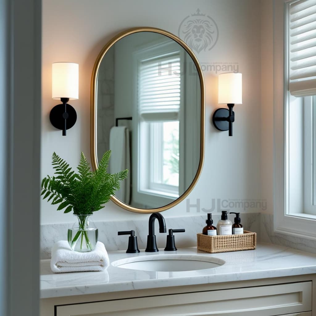 Espelho Oval de Parede Moldura Design Moderno Decorativo Banheiro Quarto – Envio Imediato