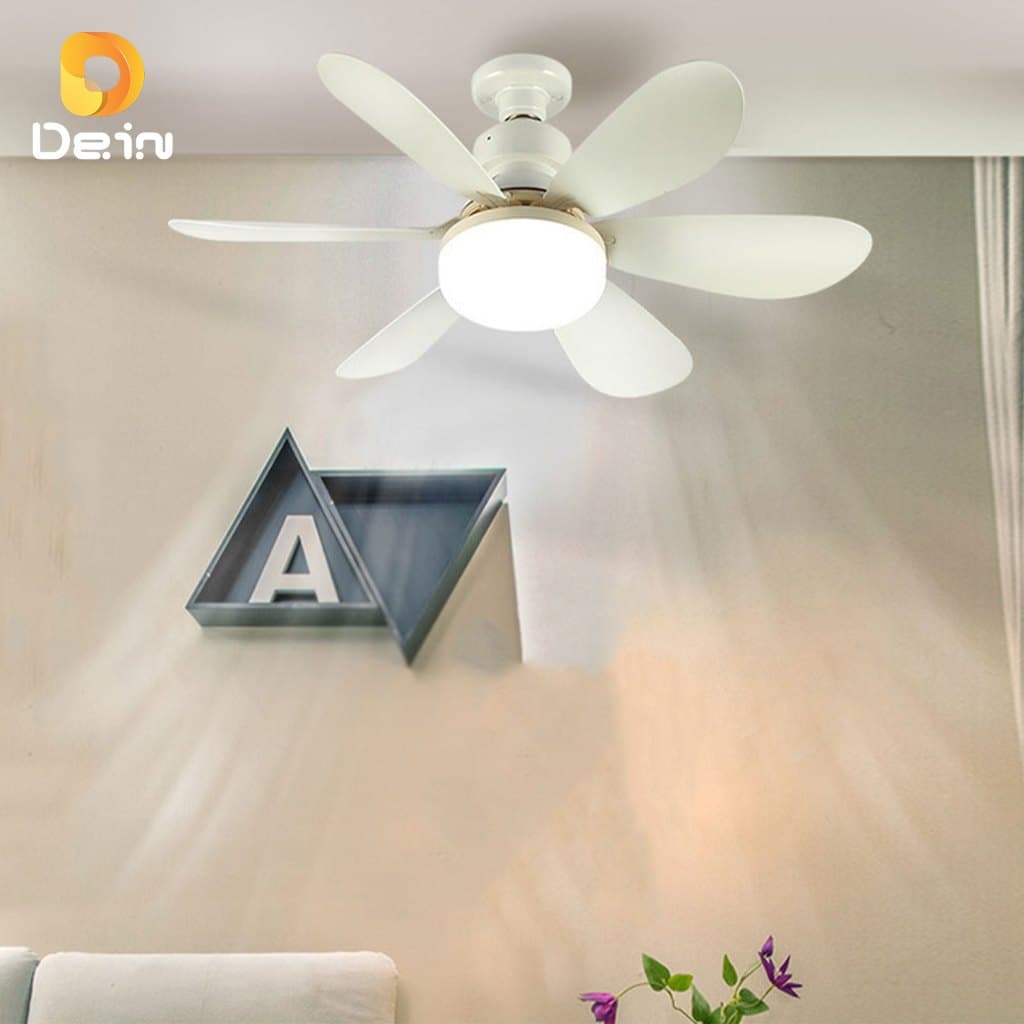 Ventilador de Teto 80W LED Lâmpada Controle Remoto Luminária Economica de Energia 6 lâminas Bivolt