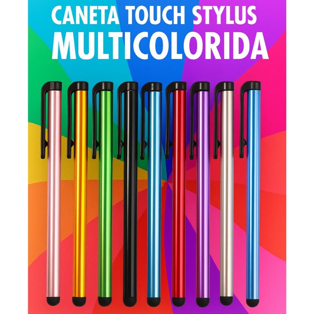 🖊️✨ Caneta Touch Stylus Multicolorida para Celular e Tablet - Kit com 4, 8, 16 ou 20 Unidades✨🖊️