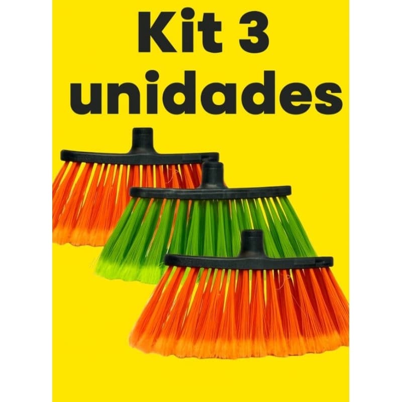 Kit 3 Vassouras Exatinha Esponflora Sem Cabo