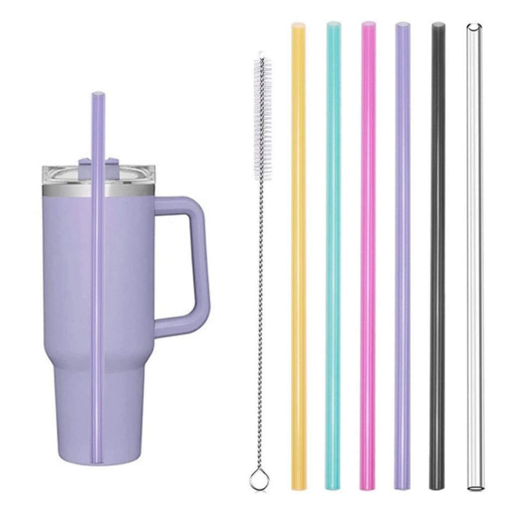 Canudo de Substituição e Escovinha de Limpeza Colorido Para Copo Térmico