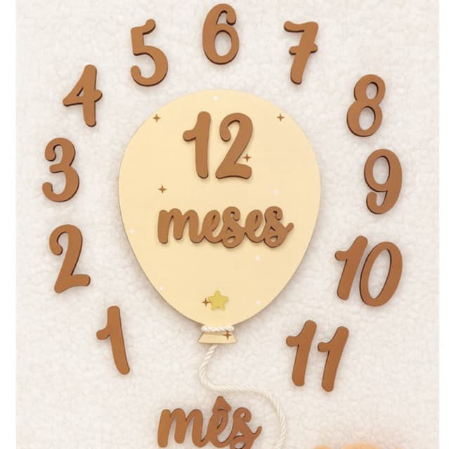 Kit mesversário neutro com todos os meses do ano Bege amarelo marrom