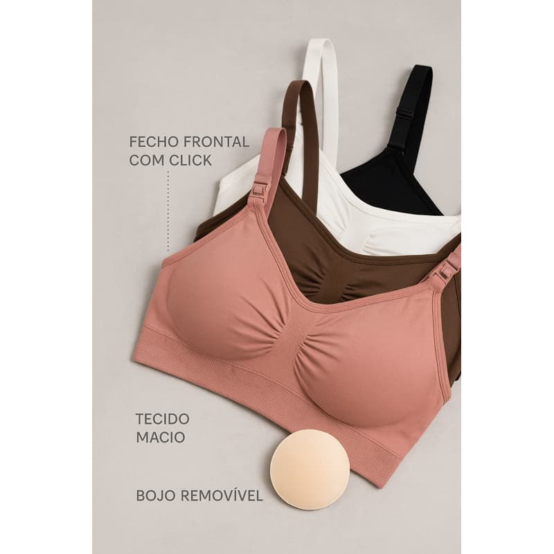 Sutiã Amamentação PLUS SIZE Confortável Macio e Sem Aro - Toque Suave - Prático e Ajustável - Conforto de Mãe