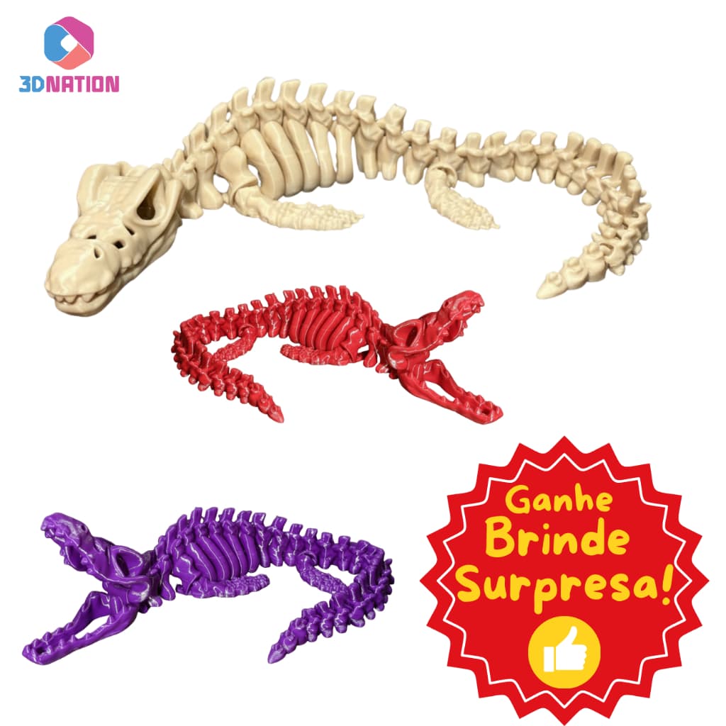 Mosassauro Esqueleto Articulado Brinquedo Jurassic Fóssil Dino World Fidget Toy 3D Cores