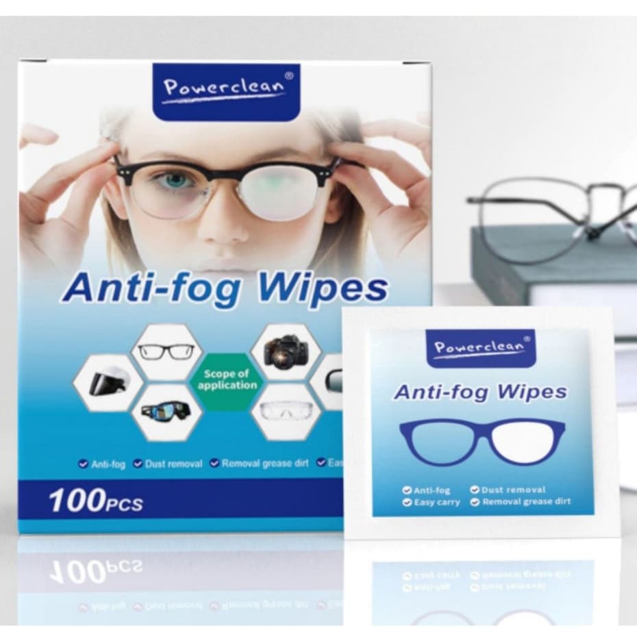 100/200/300 Lenços Umedecidos POWERCLEAN Antiembaçantes e de Limpeza – Óculos e Lentes de Câmeras