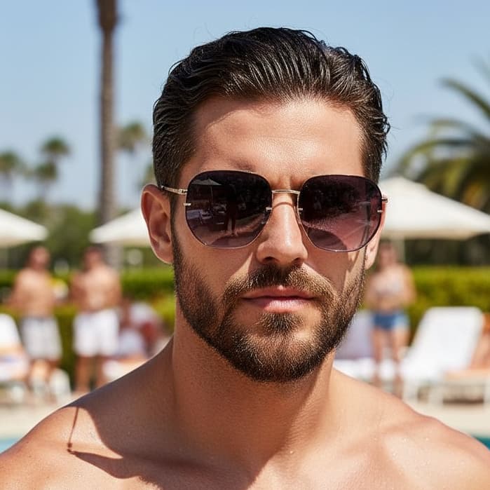 Óculos de Sol Masculino Hexagonal Degrade Haste Metal