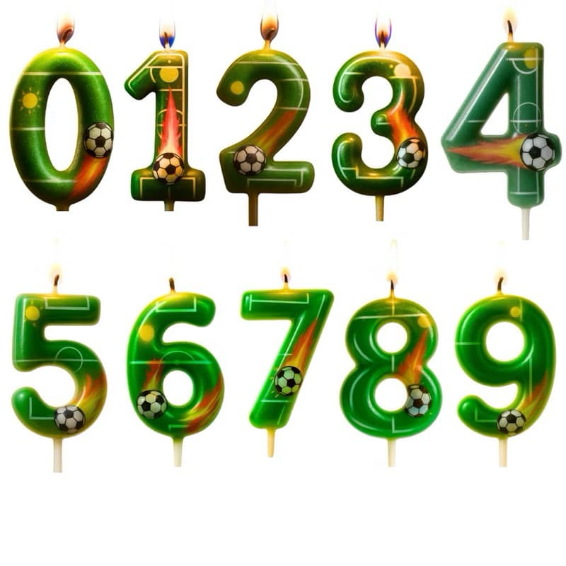 Velas de Aniversário Tema Futebol Verde para Decoração de Bolo e Festa