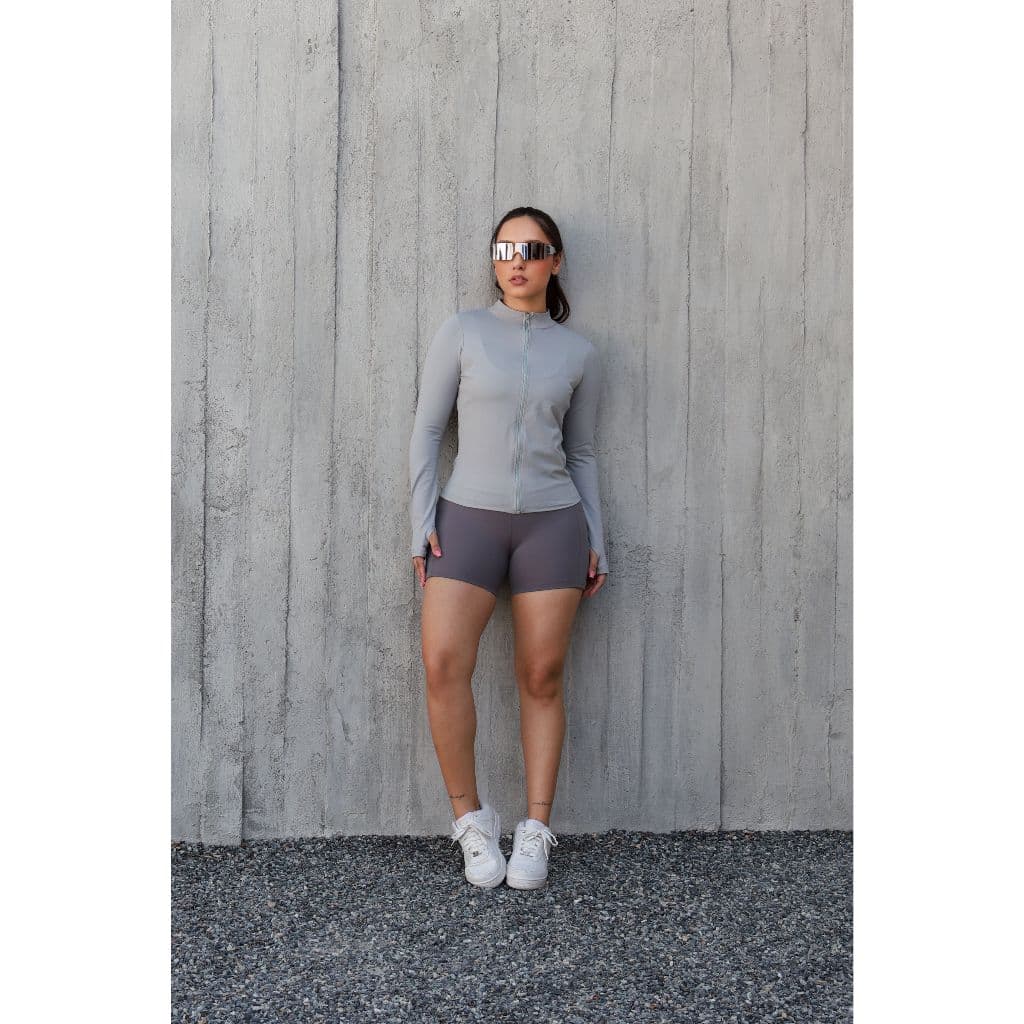 Jaqueta Manga Longa Ajustada Minimalista, Sexy,Esportiva-Ideal para Yoga,Exercícios,Corrida,Uso Diário e Proteção Solar