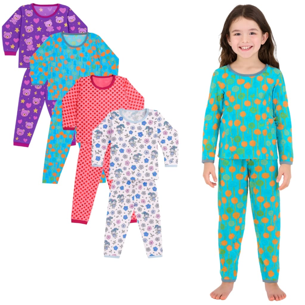 Kit 8 Peças Pijama Infantil para Meninas – Conforto e Estilo (4 Calças + 4 Blusas)