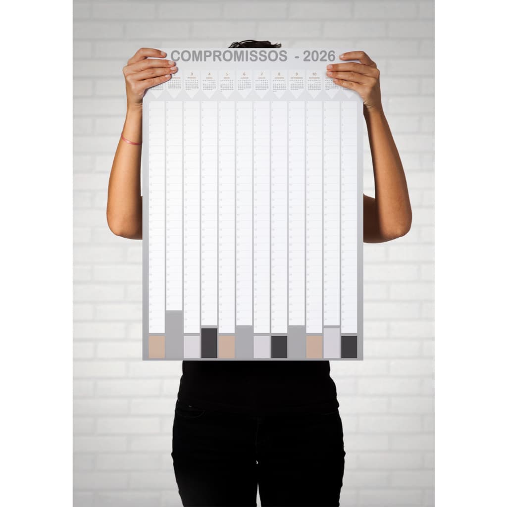 NEW Calendário Anual 2026 Cinza Adesivo Compromissos + caneta ideal para escritorios escolas agenda