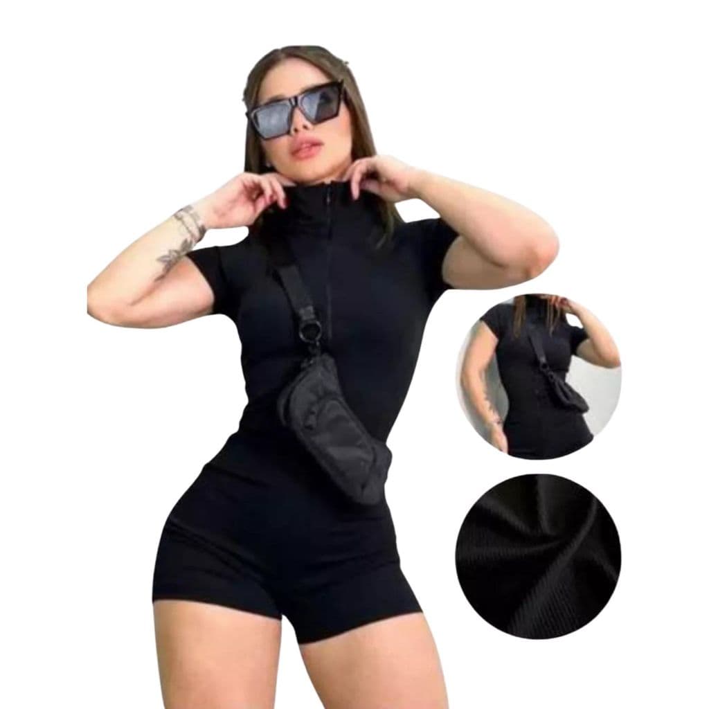 macaquinho virginia,gringo / Macacão de Shorts Gringa / Zíper / Academia Fitness