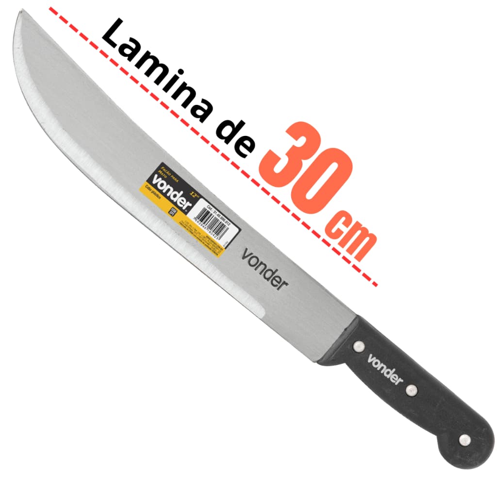 Facão para mato 12" em aço carbono e cabo de plástico VONDER