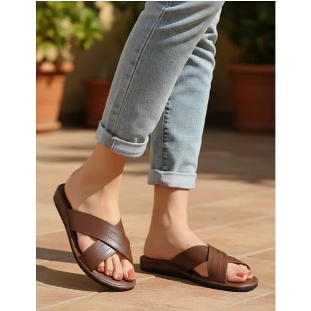 Chinelo da Vovó Ortopédico antiderrapante não escorrega couro ecológico Fascite plantar Esporão