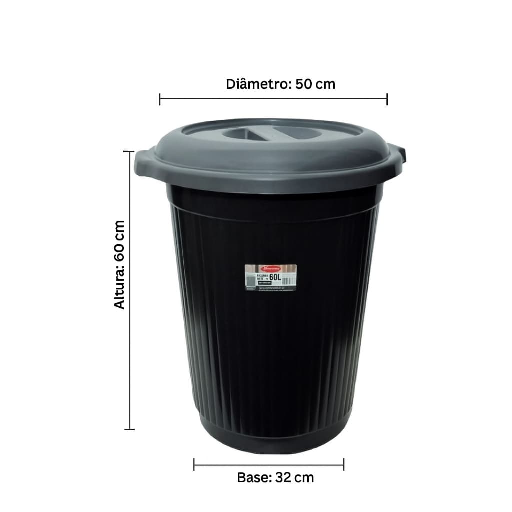 Cesto Lixeira Grande 60L com tampa – Robusta, Funcional e de Alta Qualidade