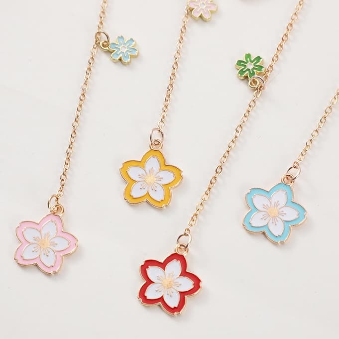 Marcador de página de Metal pingente contorno delicado de flor de cerejeira - cores