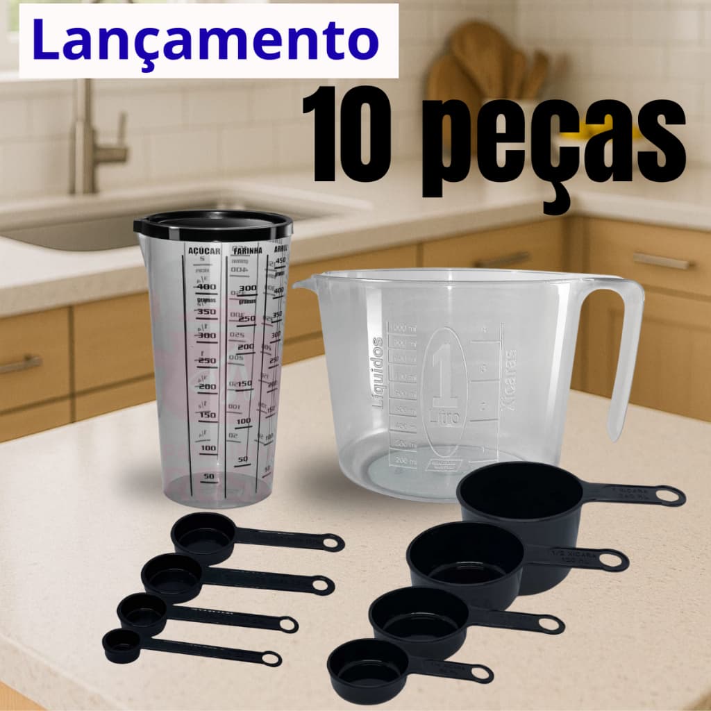 Kit 10, 9, 8 e 4 peças Medidor de cozinha para receitas para confeiteiros e amantes da cozinha