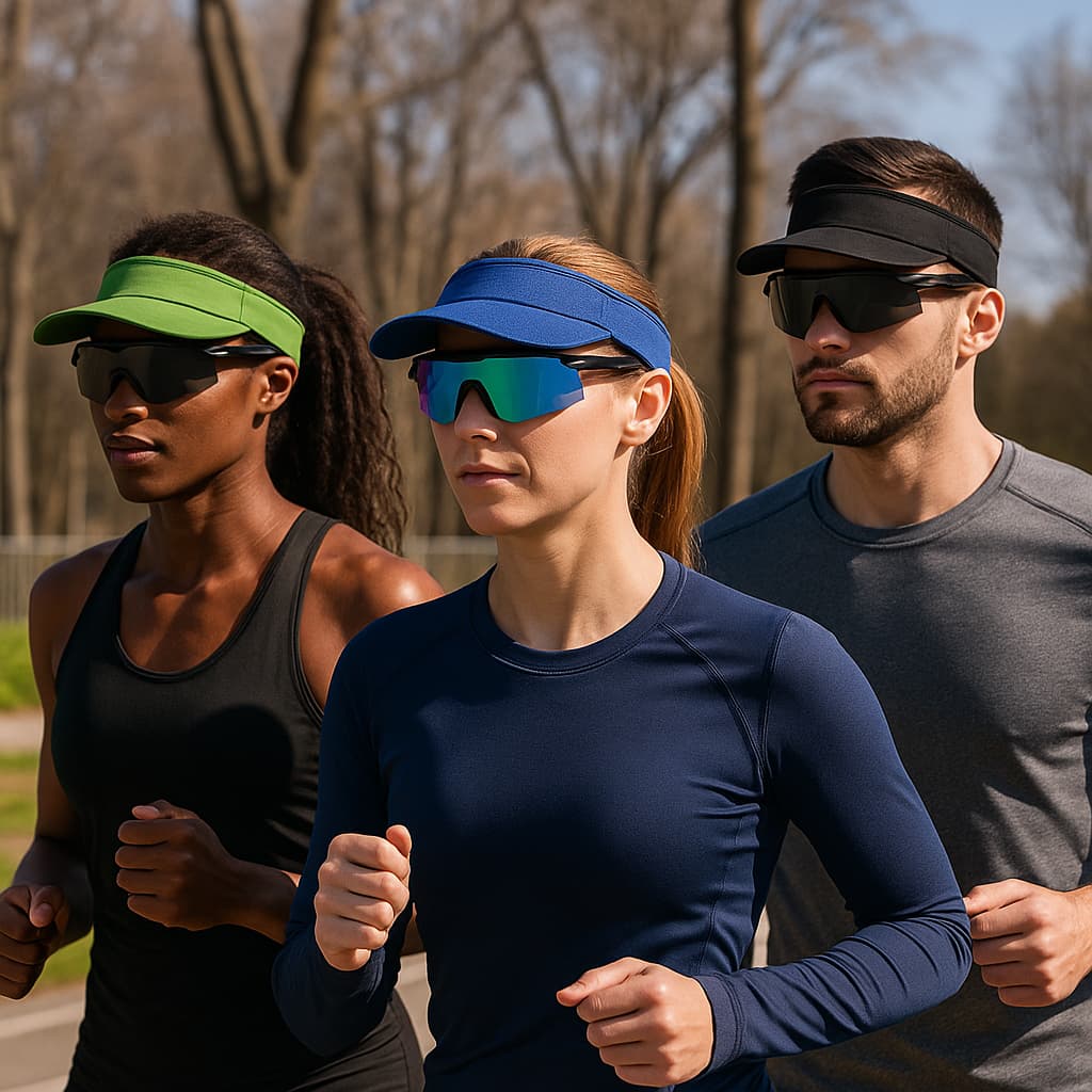 Kit Corrida Ciclismo Viseira Lisa Ajustável + Oculos de Sol Lente Polarizada Proteção UV400