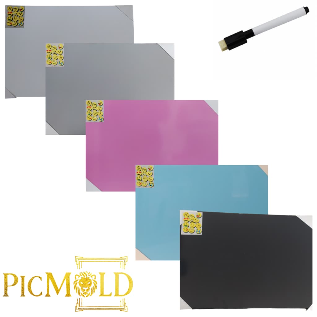 Mural De Fotos e Lousa Picmold Aceita Escrita Diversos Tamanhos Painel Metálico +12 Imãs E Acompanha a Caneta