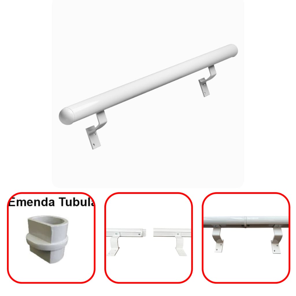 Tubo Corrimão 3,00 Metros De Parede Escada Parede Rampa Acesso Em Aluminio C/ Emenda