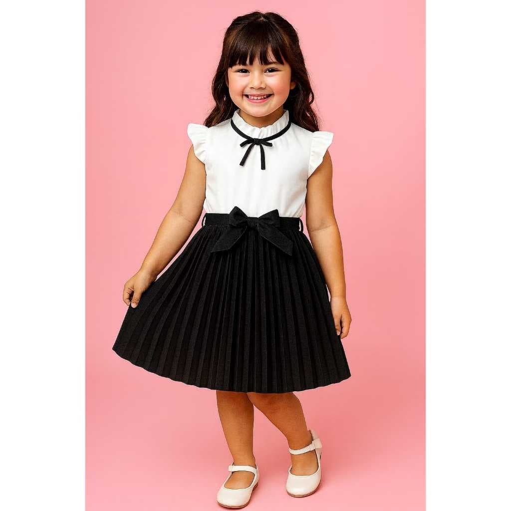 Vestido infantil menina plissado para meninas e jovens adolescentes