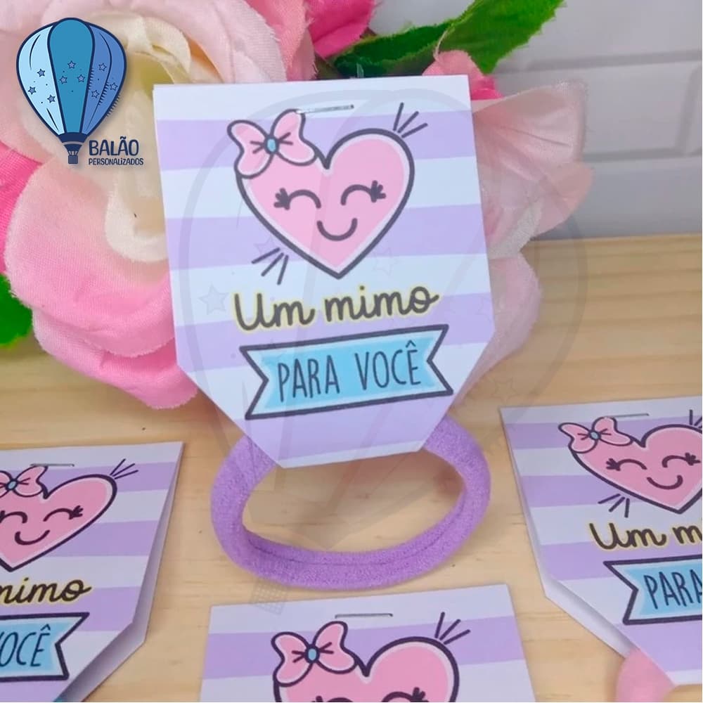 50 Amarradores de Cabelo- Xuxinhas Personalizadas com Tag para Clientes, Brinde, Empresa