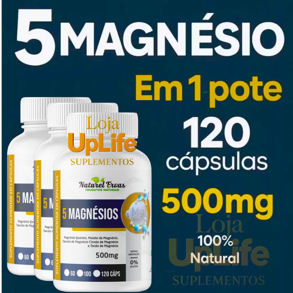 Suplemento alimentar Suplemento de Magnésio com 5 Formas – 120 Cápsulas de 500mg