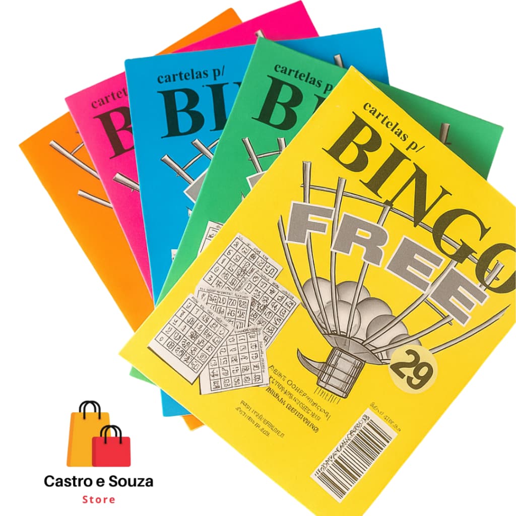 Kit C/ 5 Blocos Coloridos Cartela Jogo Bingo  100fls 8x10cm