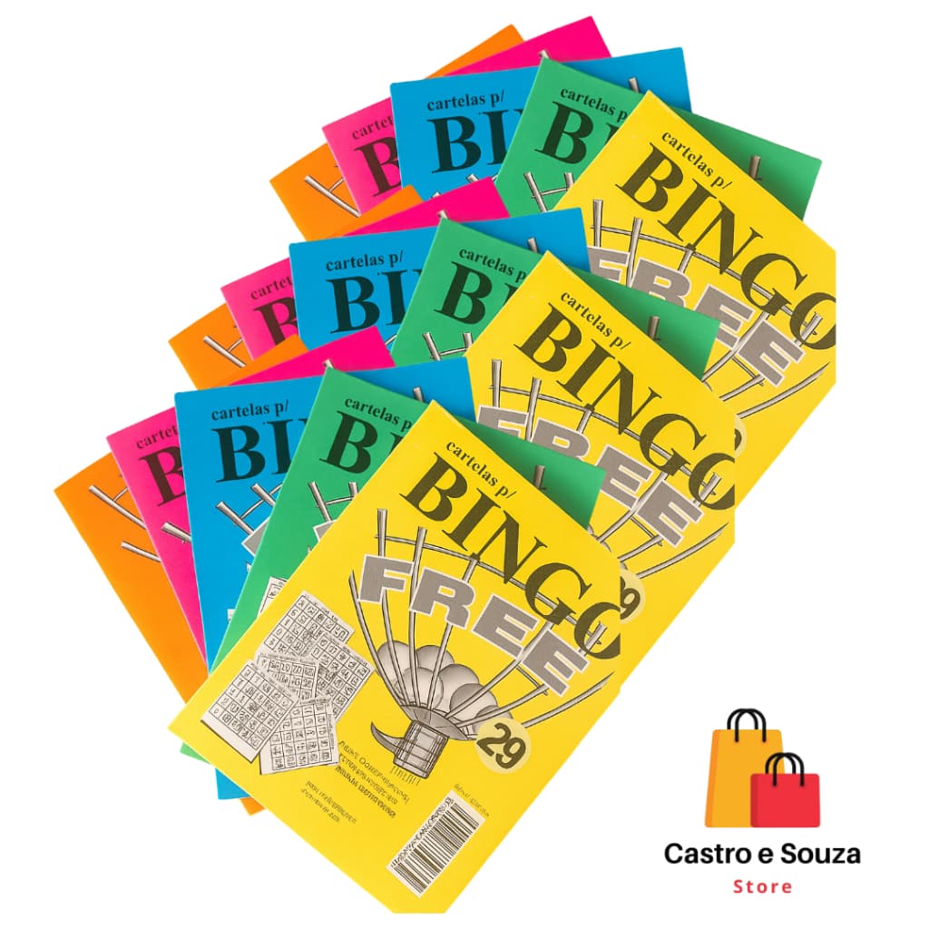 15 Blocos Coloridos Cartela Jogo Bingo 100fls 10x8cm