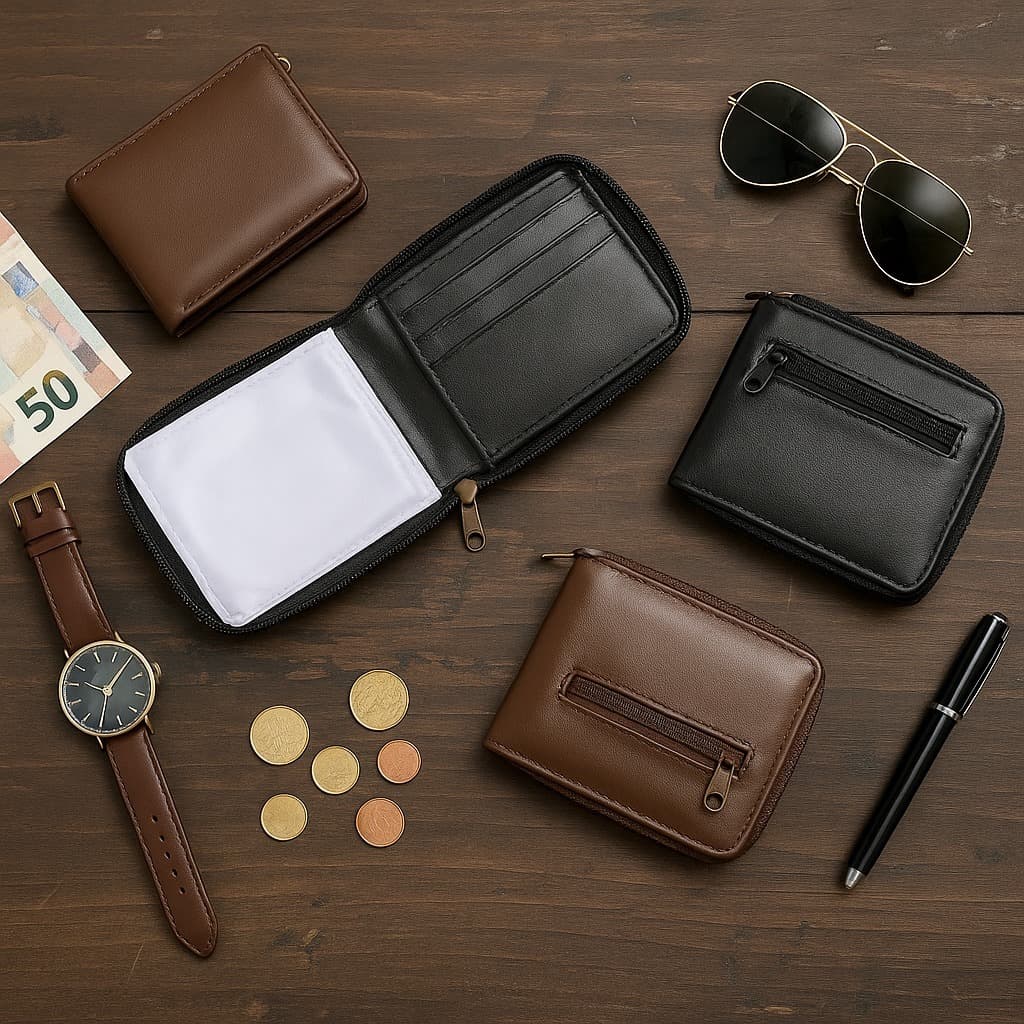 Carteira Masculina Slim João Porta Documento e Moeda com Zíper Reforçado em Courino Premium