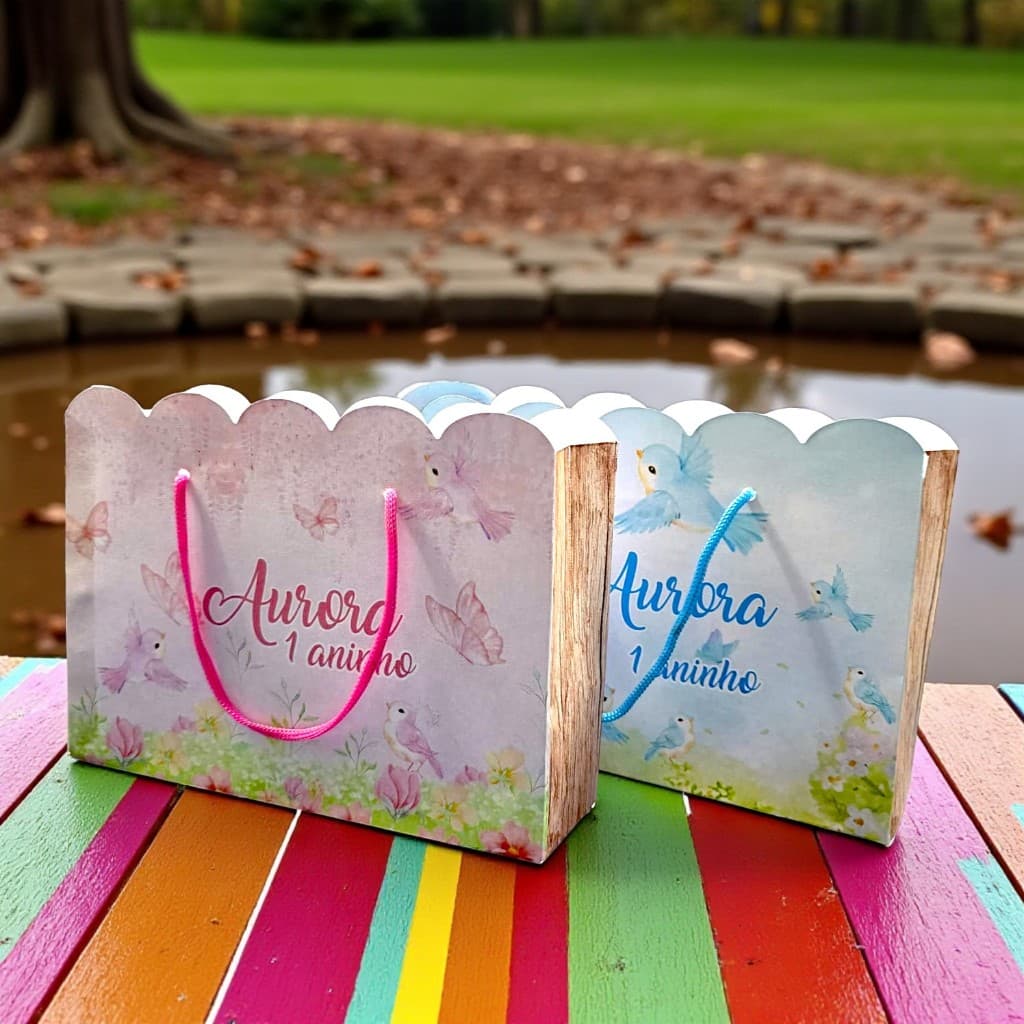 Sacolinhas Personalizadas Jardim Encantado Rosa ou Azul Menina ou Menino