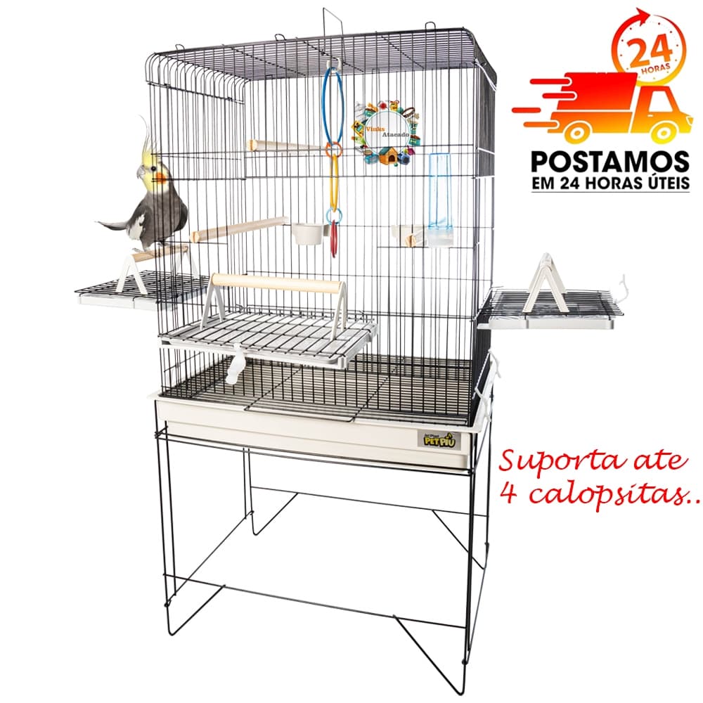 Viveiro Confort Grande Triplex Para Calopsita Red Rumped Ring Neck Aves Mansas COMPLETA Gaiola Aberta Poleiro de Madeira
