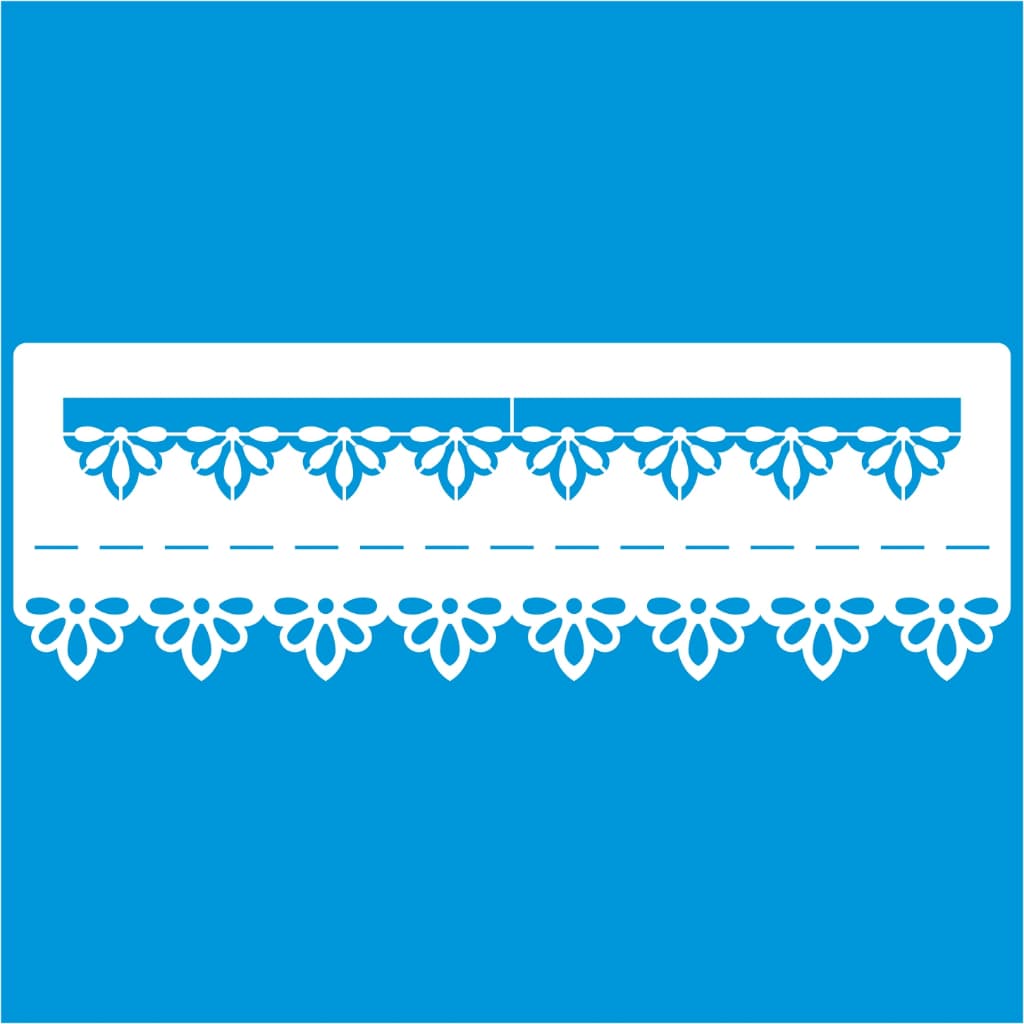 STENCIL 8 x 25 RENDA DUPLA PESPONTO MOLDE VAZADO PINTURA TECIDO MDF MADEIRA PAREDE PANO PRATO