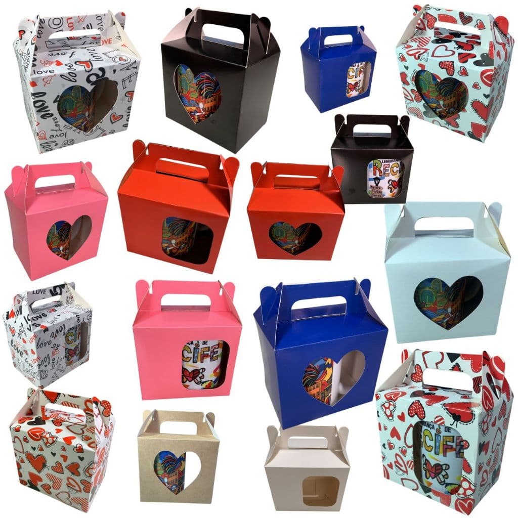 50 Caixas Para Embalar Caneca 325ml Sublimática,Maleta Super Resistente, Branca ,Kraft,Coração,Love.