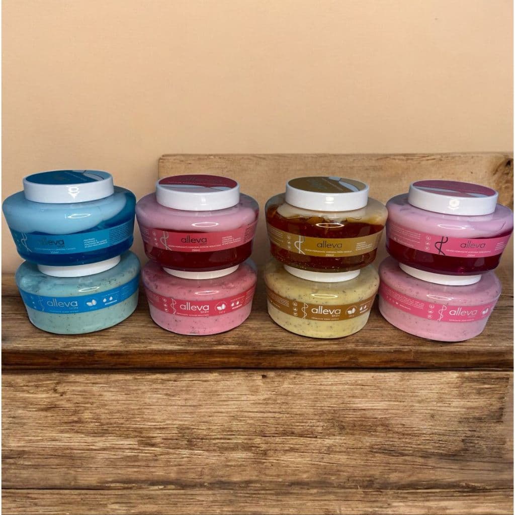 Kit Esfoliante Corporal 250g + Geleia Hidratante 250ml Alleva Skin