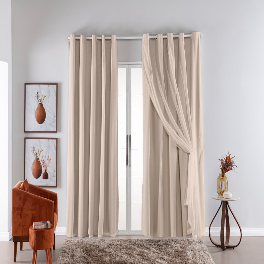 CORTINA BLACKOUT COM VOIL CORTA LUZ - VARIOS TAMANHOS - JANELA SALA QUARTO PORTA