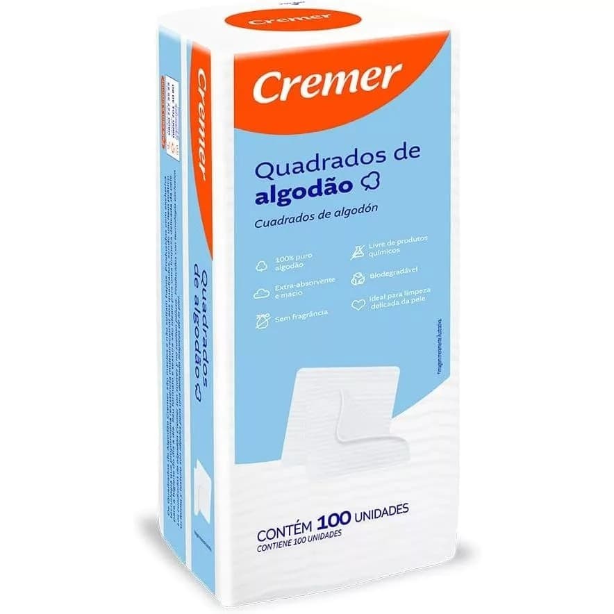 Quadrados de algodão Cremer 100 unidades