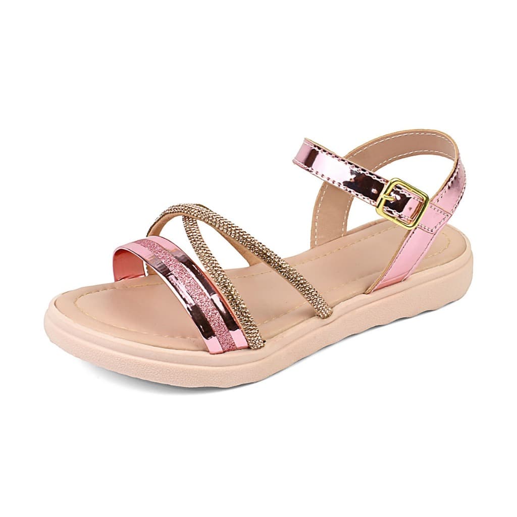 Sandália Infantil Menina Laço Gliter Brilho Strass Tratorada Feminina Delicada Leve
