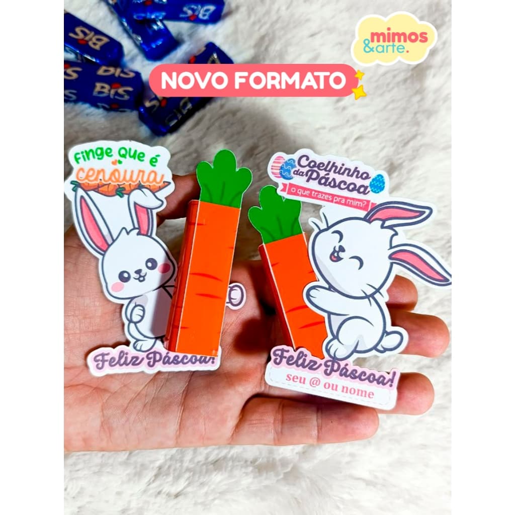 Lembrancinha - Cartão Feliz Páscoa Coelhinho com Bis | Chocolate