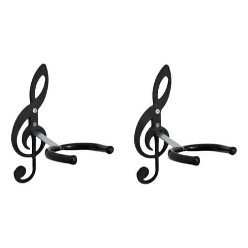 2 Suportes de Parede PRETO para ...Violão, Guitarra, Ukulele, Baixo – Design Clave de Sol 𝄞