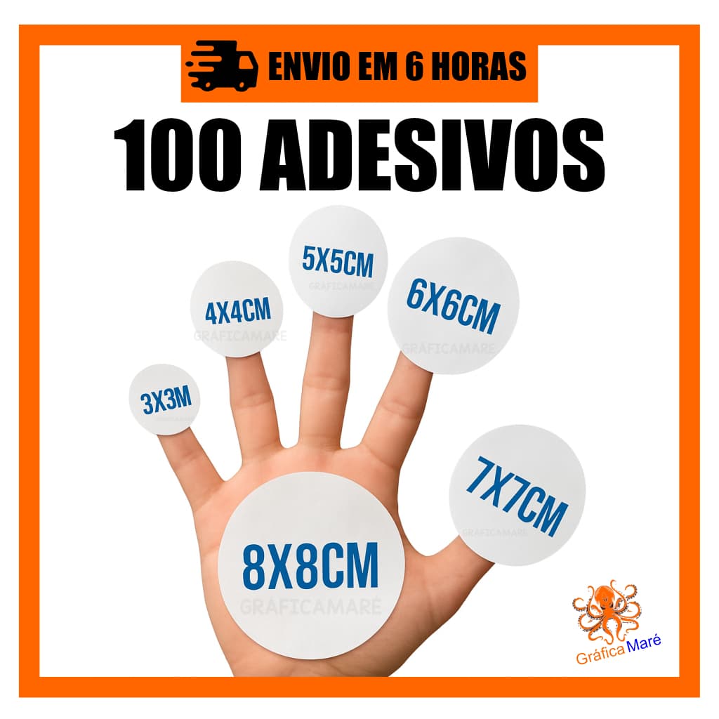 100 Adesivos Personalizados em Vinil 3x3 4x4 5x5 6x6 7x7 Etc - Etiqueta Adesiva em Vinil