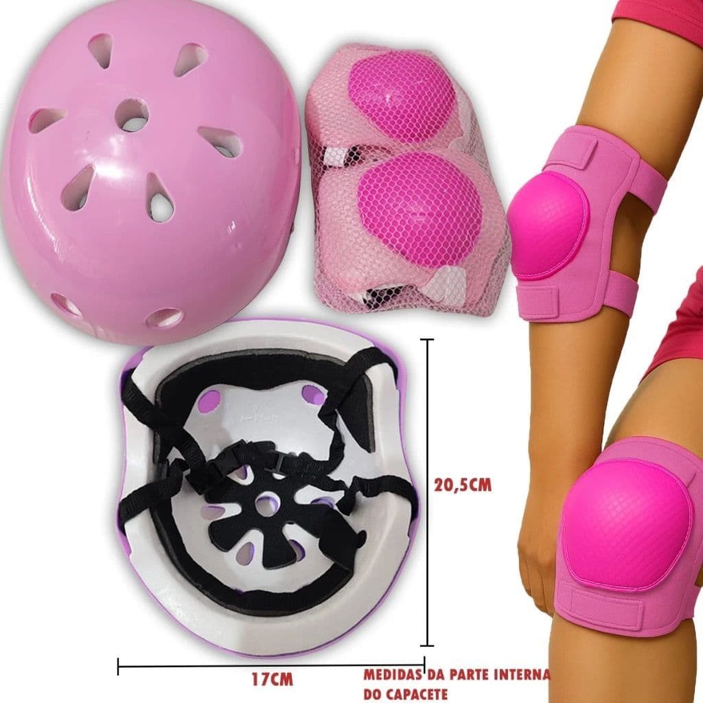 Capacete De Patins Criança serviu Ate 8 Anos Kit De Proteção Infantil Para Patinete e Skate Promoção