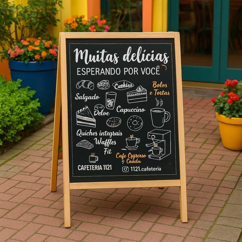 Lousa Cavalete Quadro Negro Gourmet 72,5cm – Ideal para Cafés, Festas e Eventos