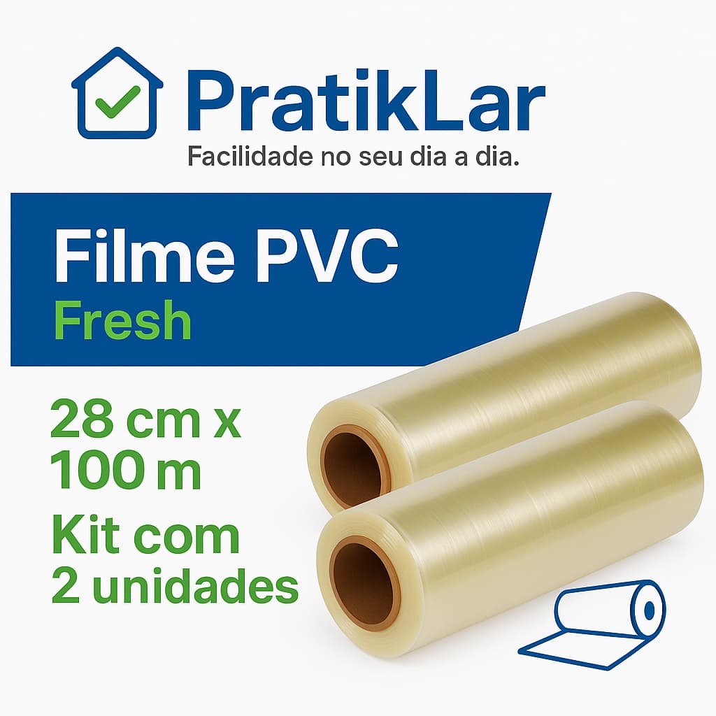 Kit 2 Rolos Bobina Plastico De Filme Pvc 28cm X 100 Metros PRATIKLAR