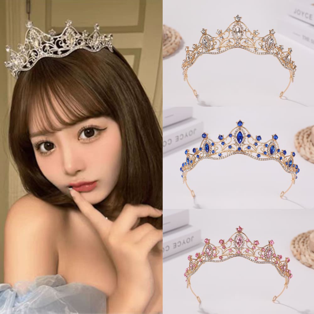 Tiara Coroa Princesa Noiva Casamento Cristal Strass Luxo Festa Aniversário Debutante Madrinha Acessório De Cabelo Glamou