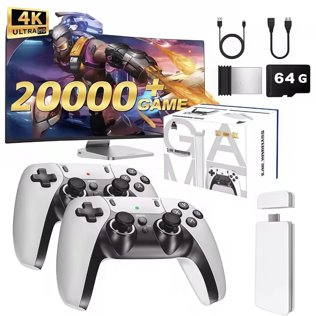 2025 NOVO Vídeo Game Stick M15 Pro 4k 64gb Hdmi Com 2 Controles Se Fio +20mil Jogos