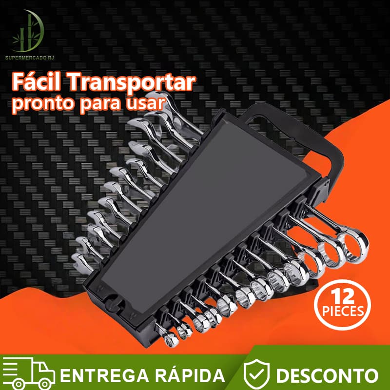 Jogo De Chave Combinada com 12 peças 6 a 22mm  Alta Resistência Aço Cromado Profissional