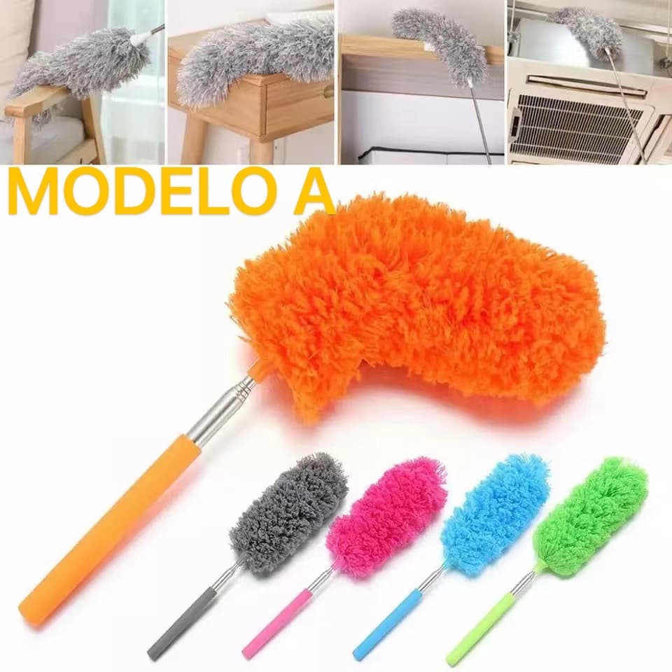 Espanador de Pó Microfibra Retrátil Limpeza Doméstica Telescópico – Unitário (cores sortidas) ou Kit 2