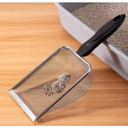 Pá para Areia de Gatos em Aço Inoxidável E Plastico, Pá Higiênica para Gatos (1259)