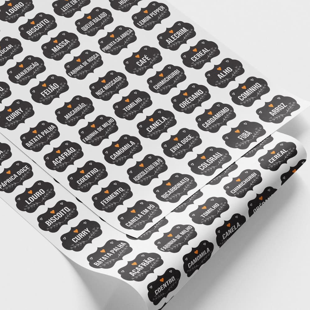 50 Etiquetas Adesivas para Potes de Mantimentos Organizadores de Temperos e Condimentos